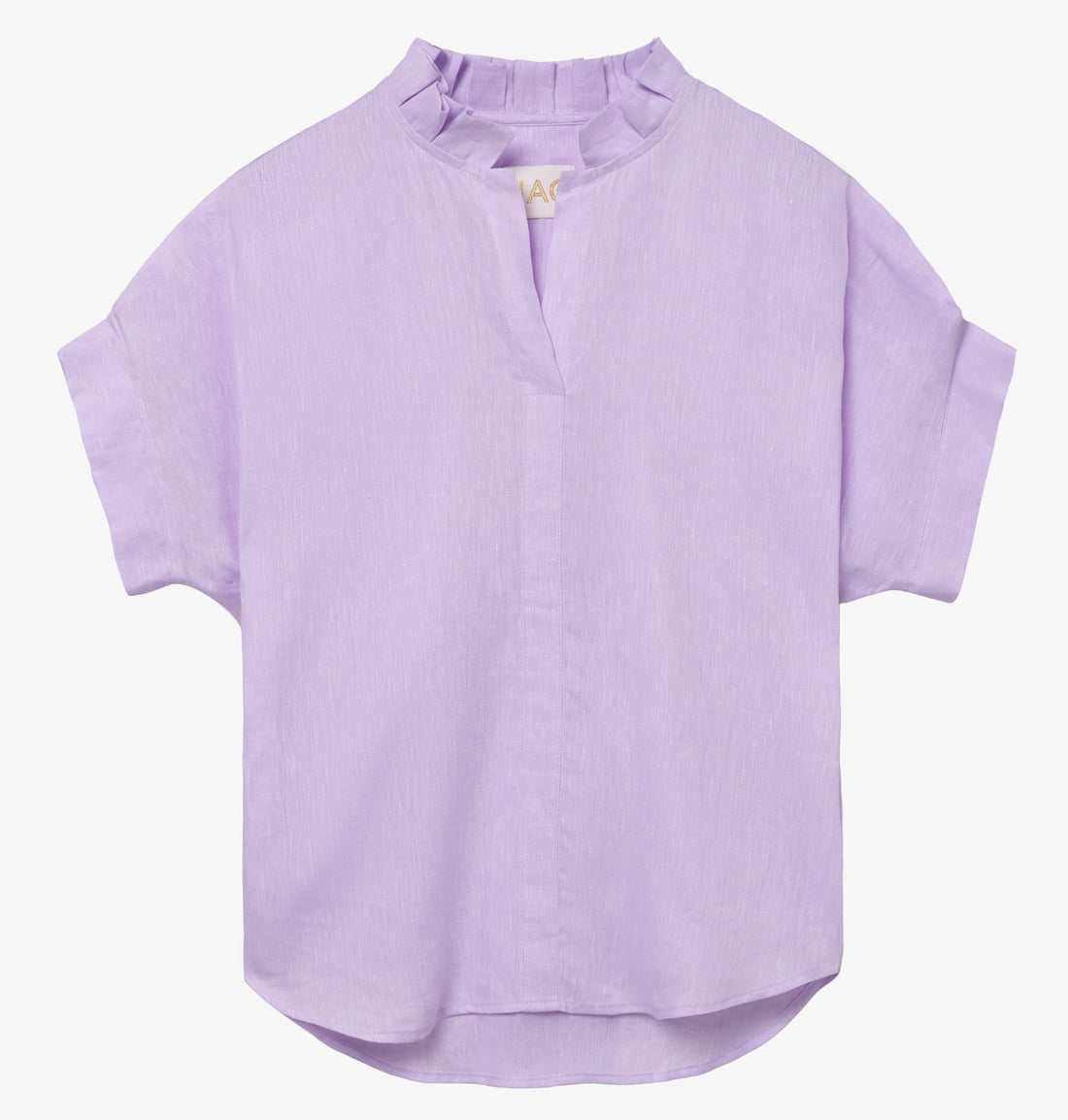 the renea top in purple Italian linen
