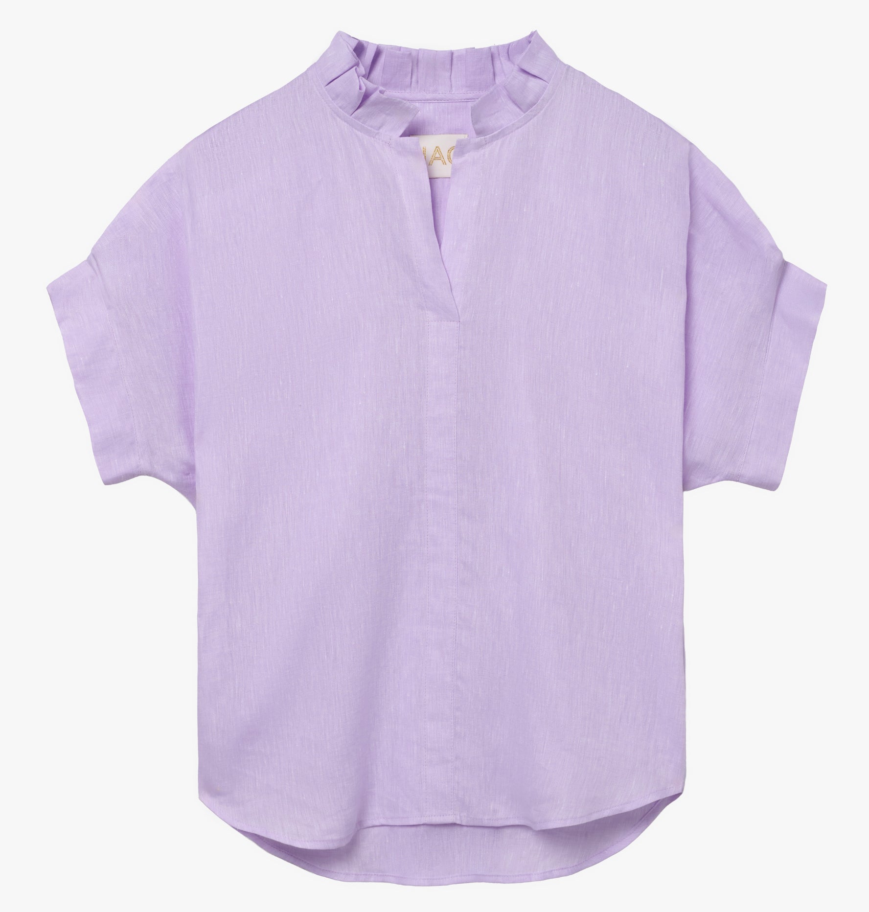 the renea top in purple Italian linen