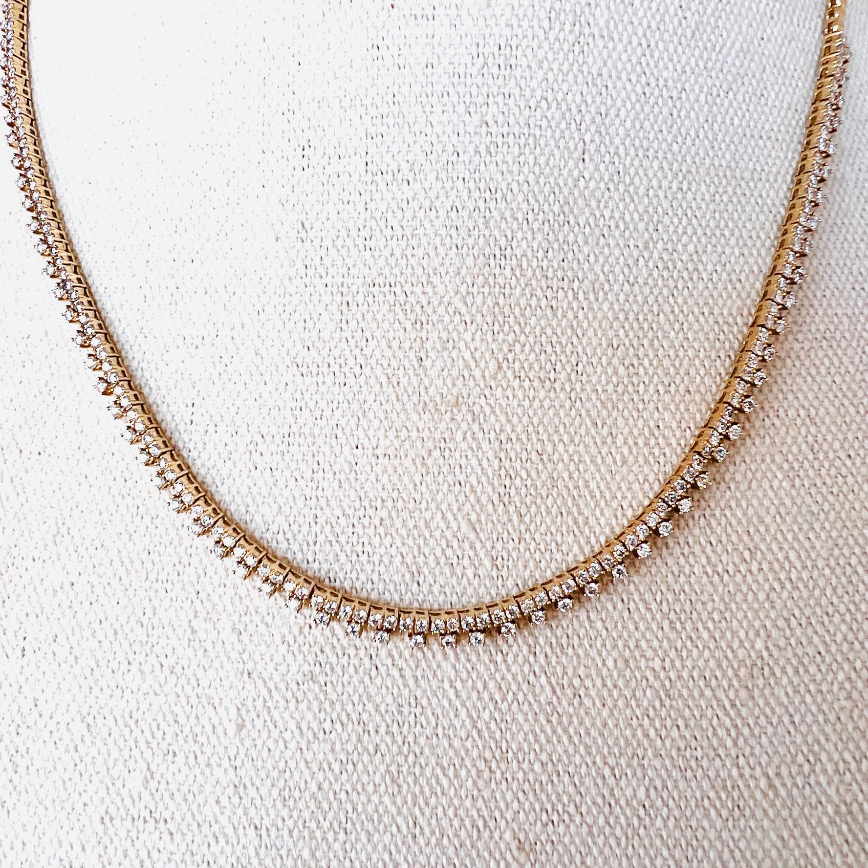 14k diamond tennis necklace with drop diamonds