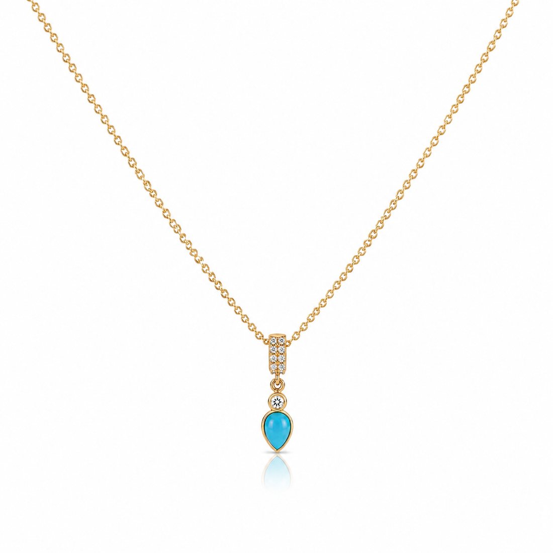 14k diamond rondelle with diamond/turquoise drop
