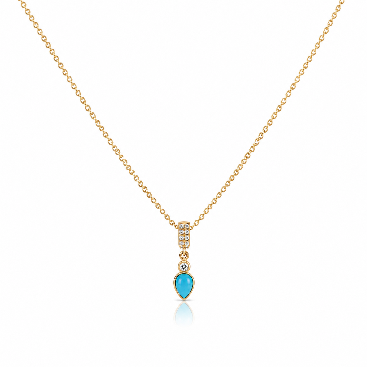 14k diamond rondelle with diamond/turquoise drop