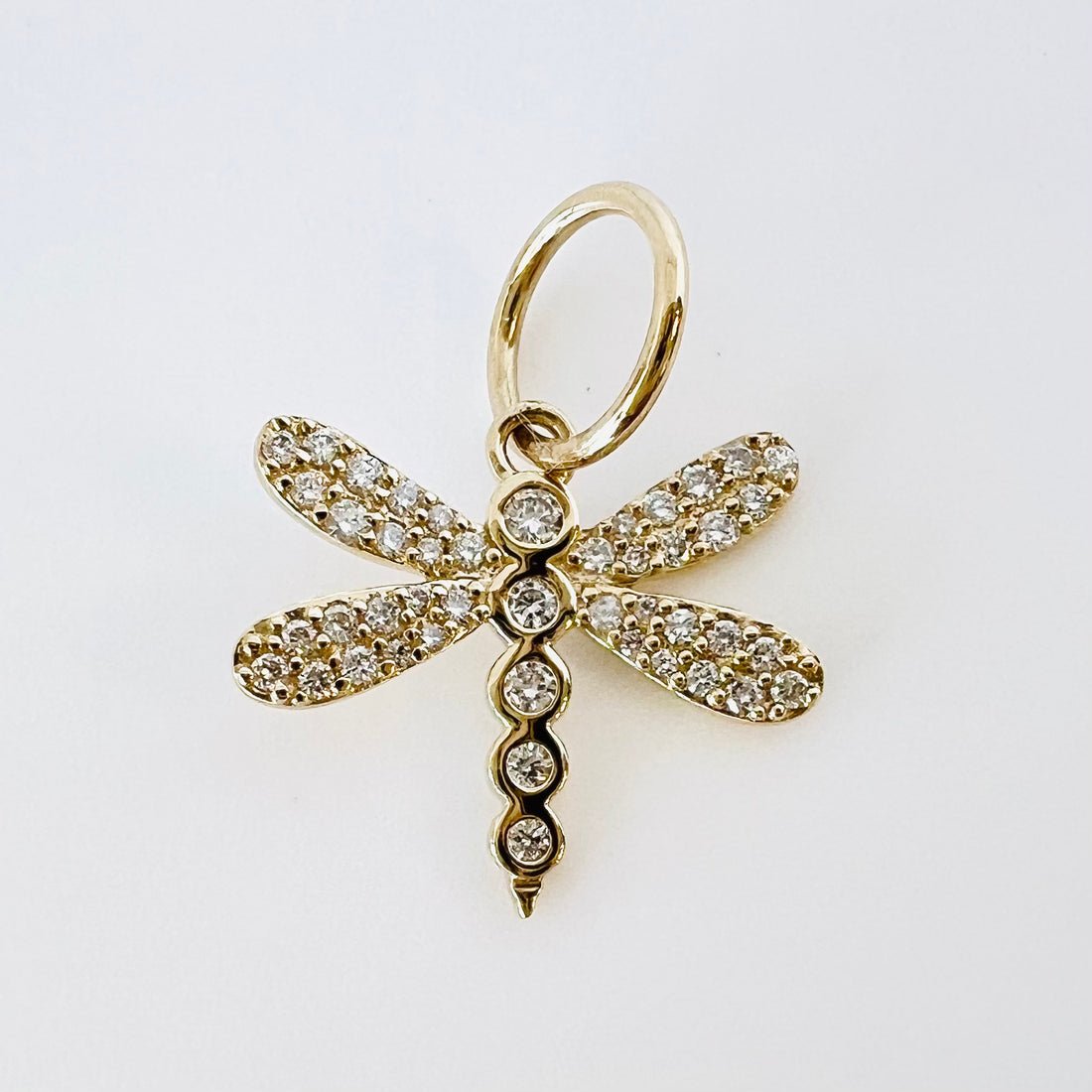 14k gold and diamond dragonfly pendant/ charm