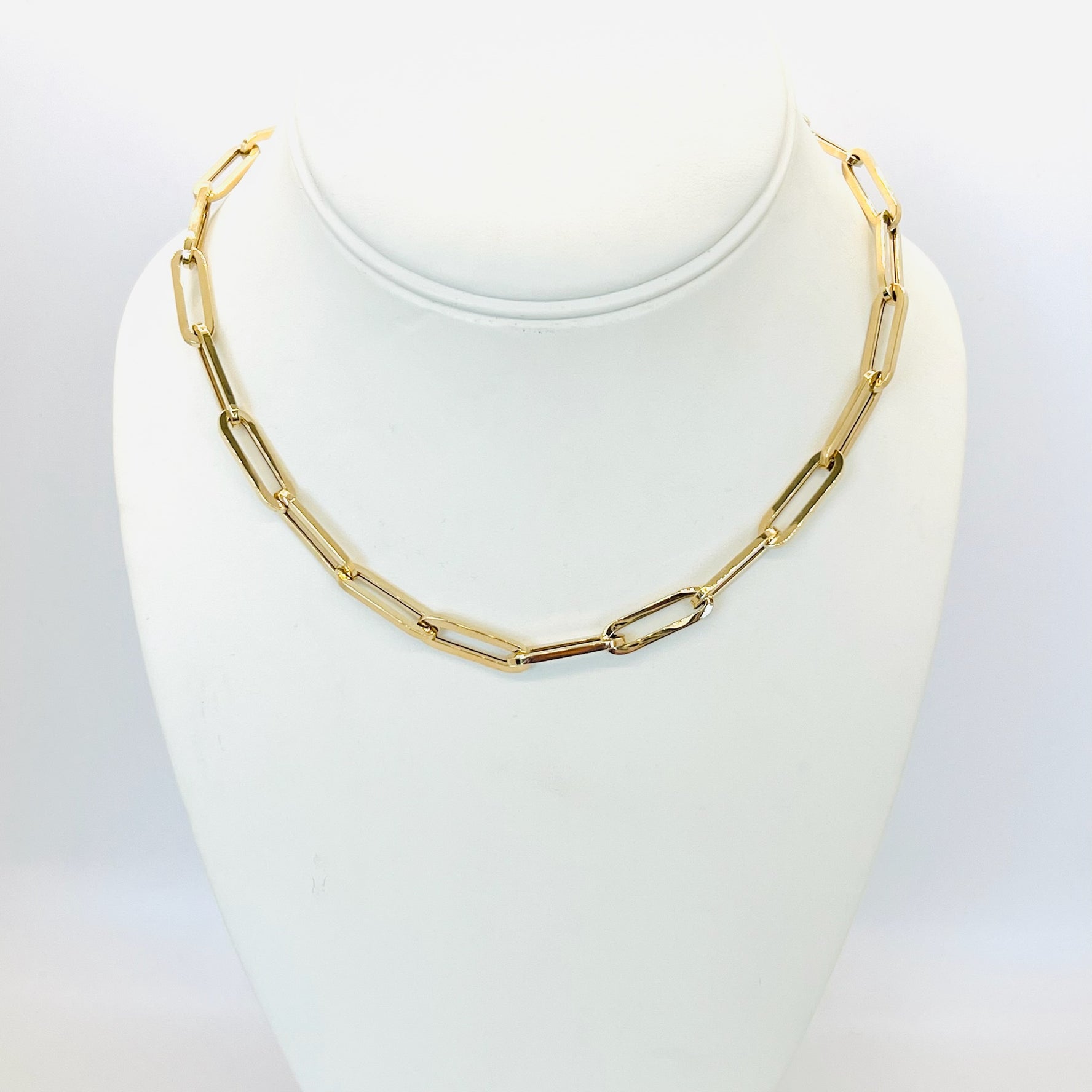 14k large flat link chain necklace
