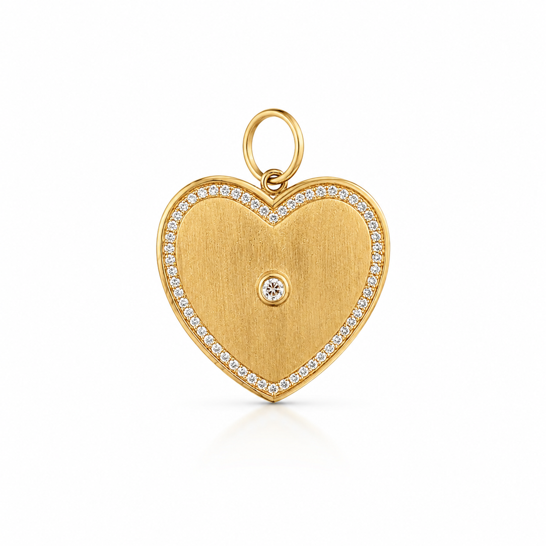 14K Yellow Gold Diamond Heart Locket Pendant