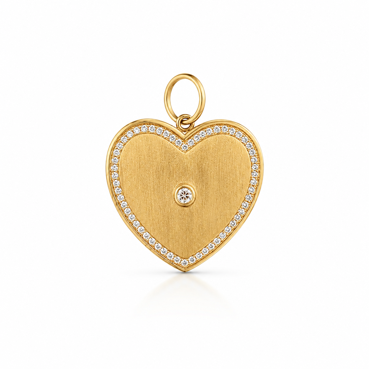 14K yellow gold diamond heart locket pendant