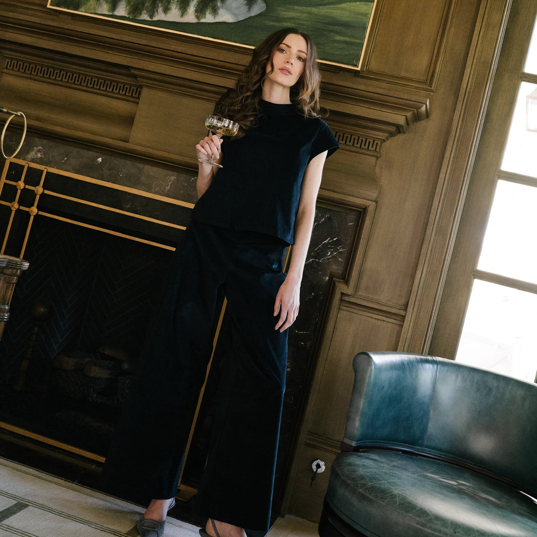 The AUDREY Top in Navy Velvet