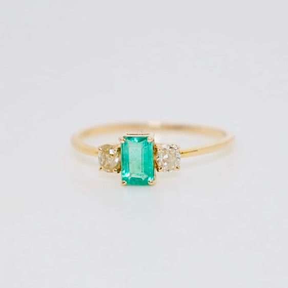 14k gold emerald and citrine ring