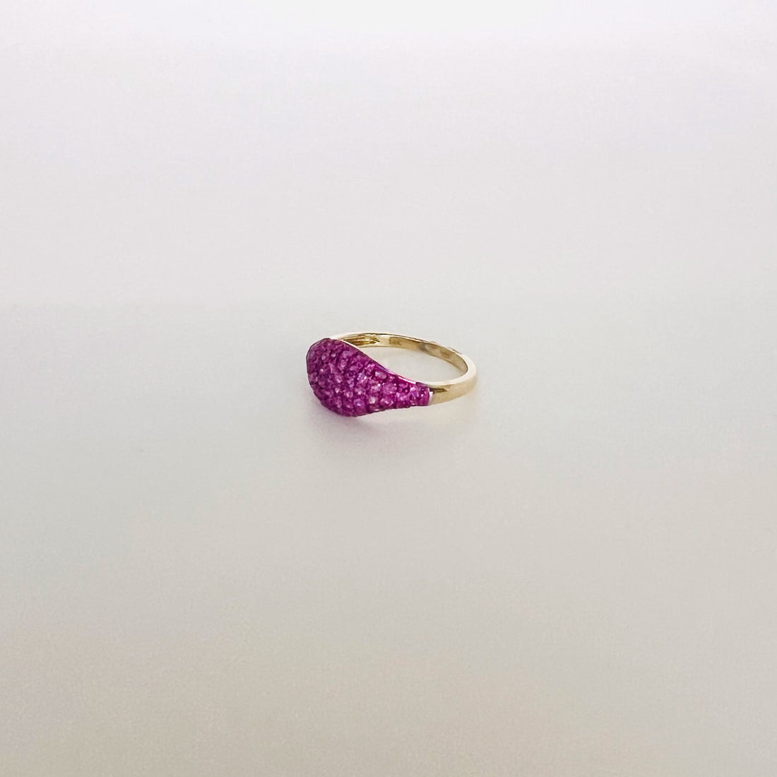14k gold and pink sapphire pave ring