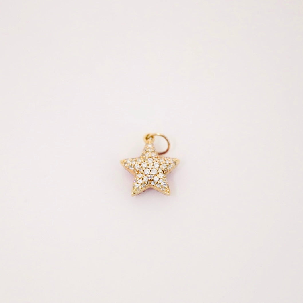 14k gold, pave diamond and pave pink sapphire reversible star