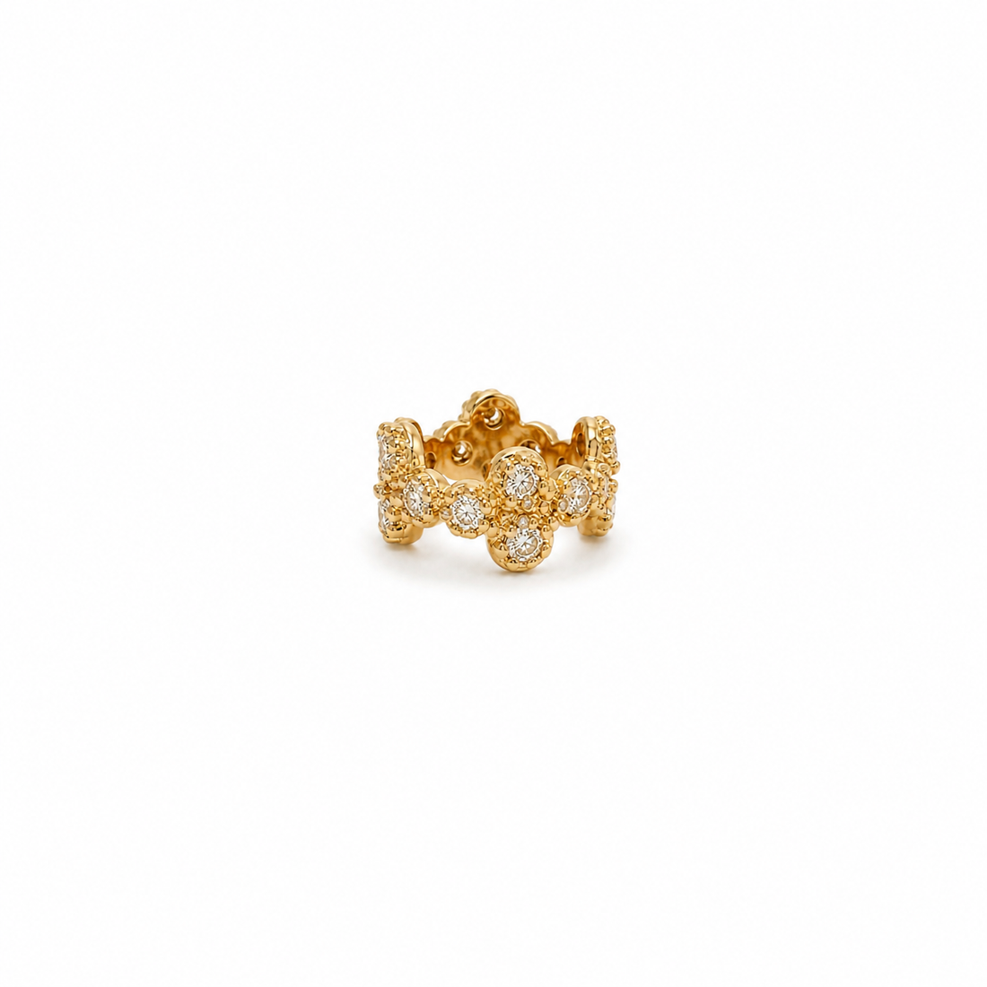14k gold and diamond cluster rondelle