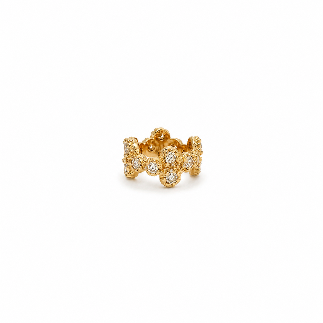14k gold and diamond cluster rondelle