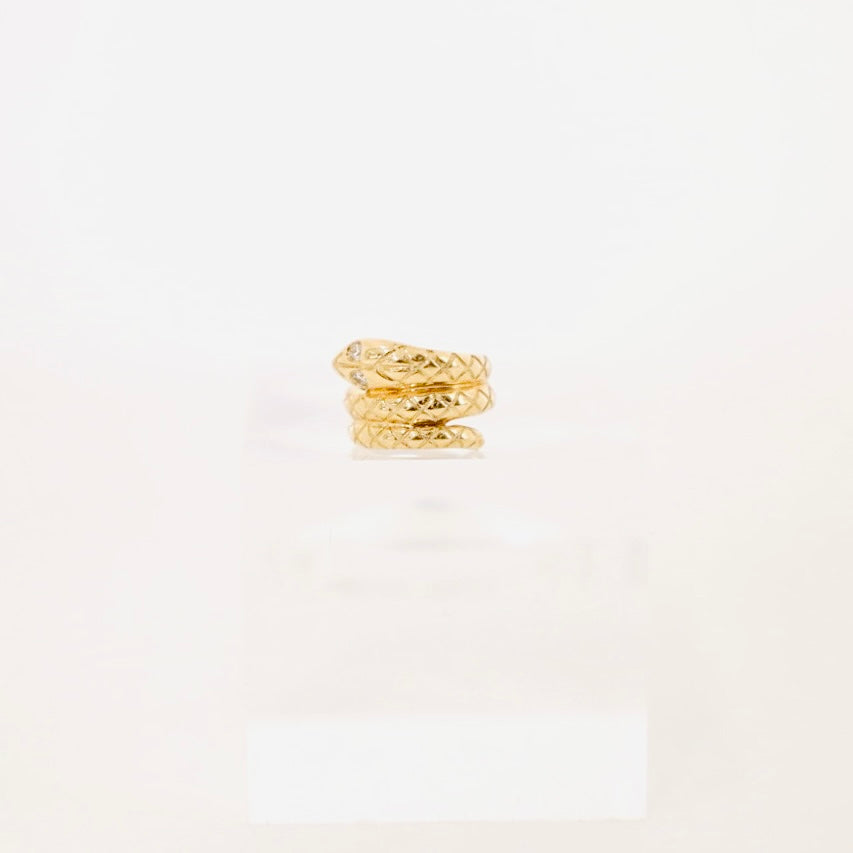 14k gold snake with diamond eyes rondelle