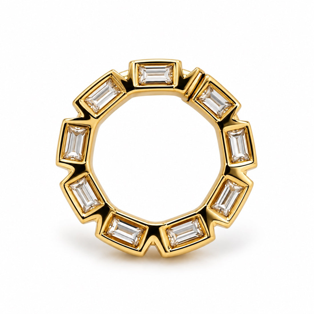 14K Gold Baguette Diamond Hinged Charm Clasp