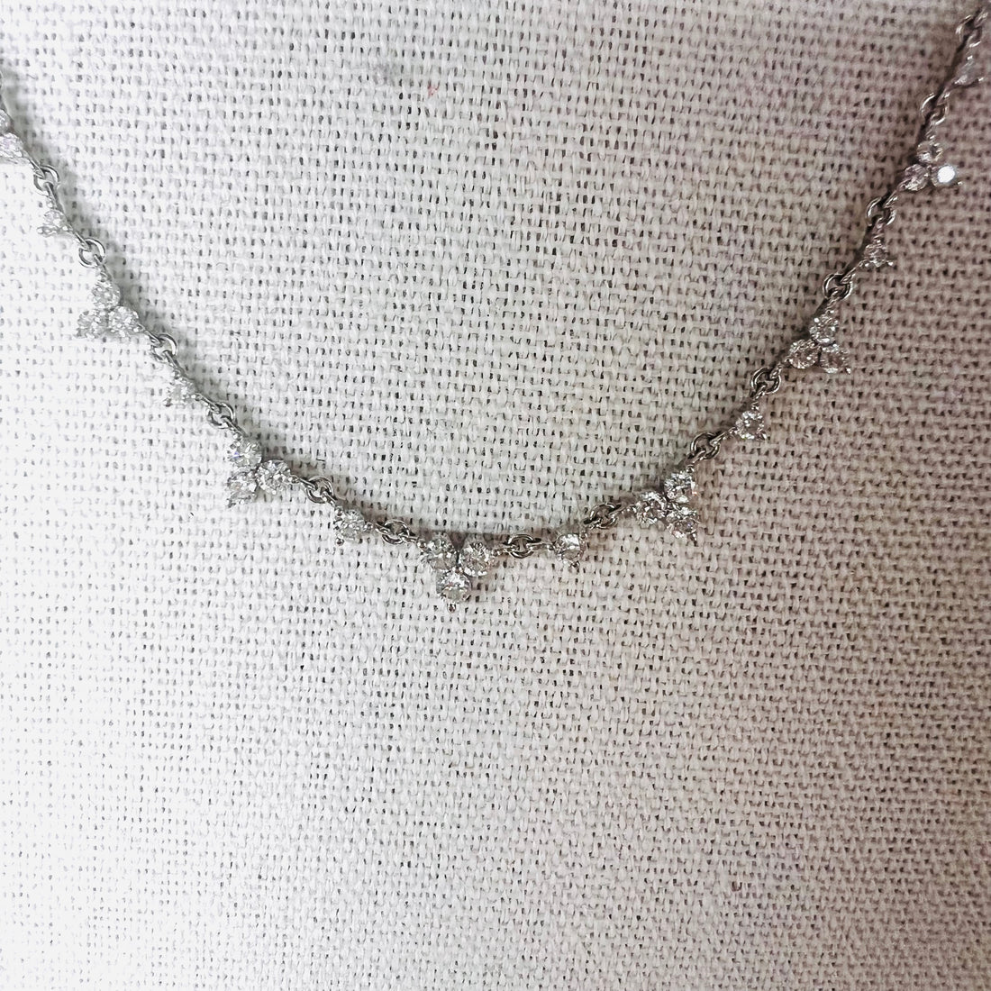 14k white gold diamond drop necklace