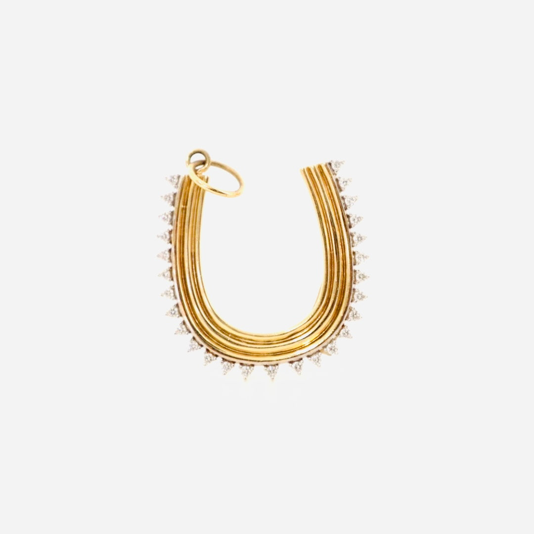 14k gold and diamond horseshoe pendant