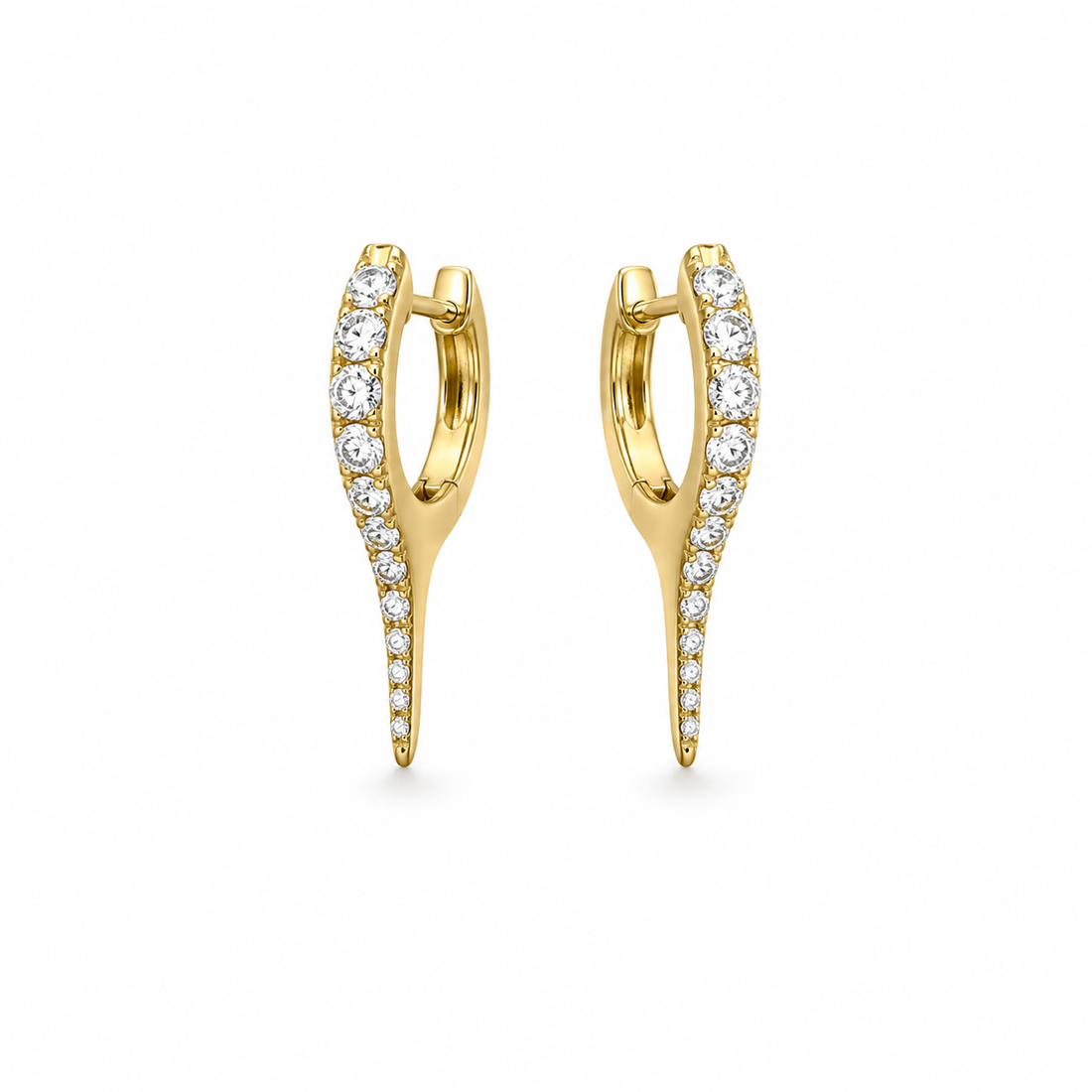 14K Gold Diamond Dagger Earrings