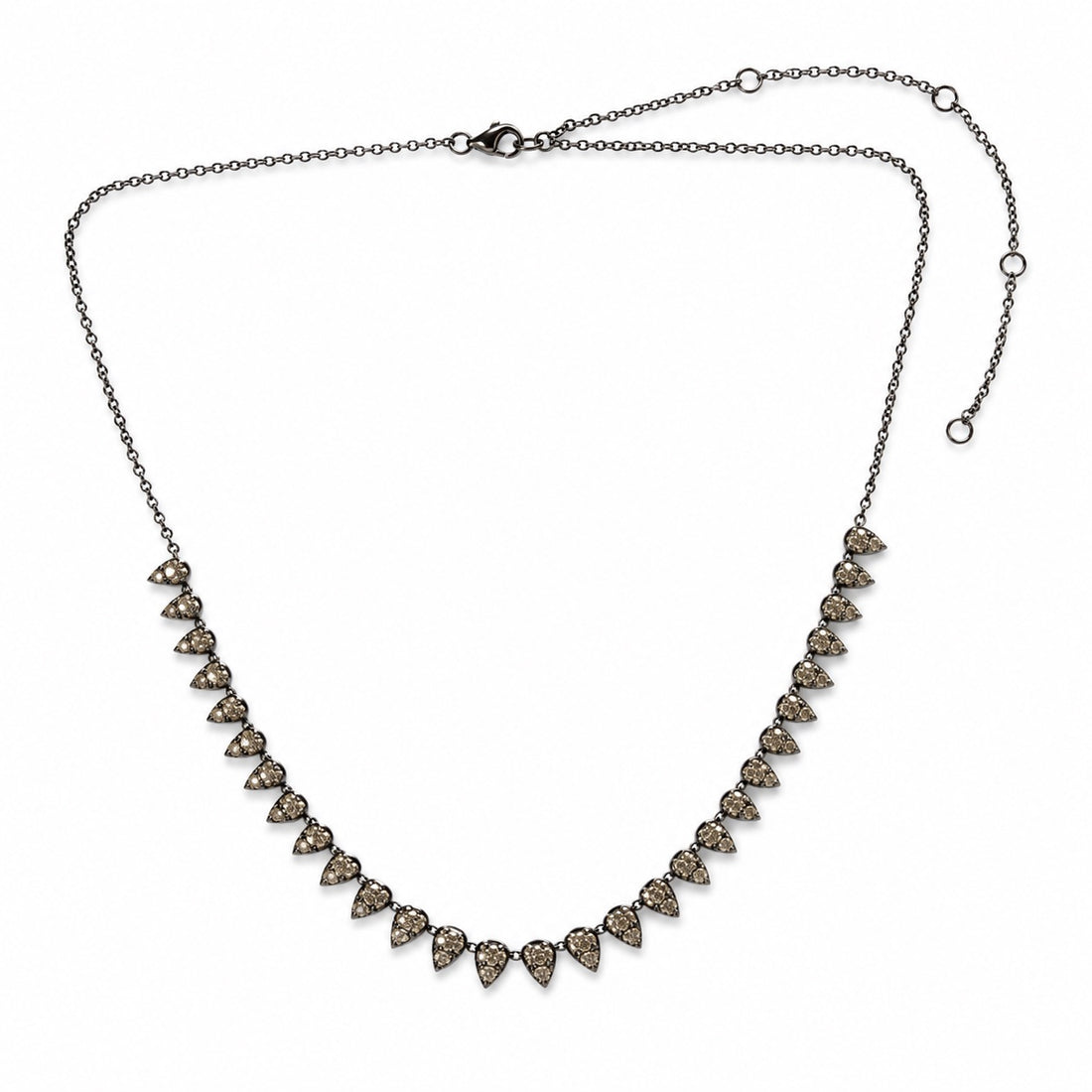 Sterling Silver pear shaped diamond drop tennis necklace