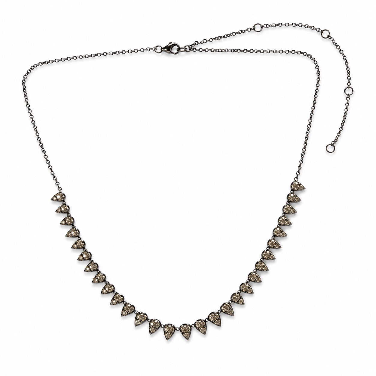 Sterling Silver pear shaped diamond drop tennis necklace
