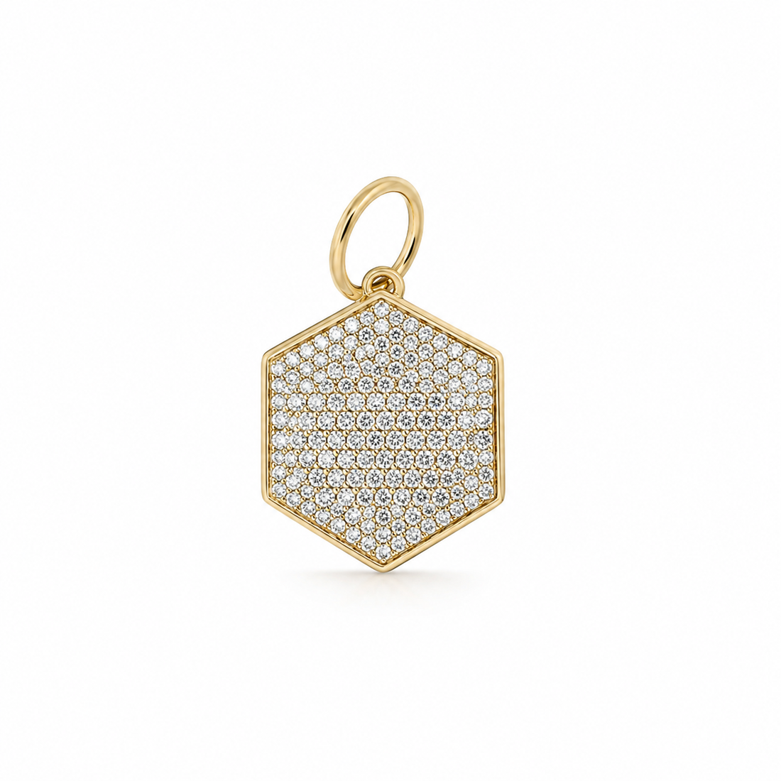 14K Gold Diamond Pavé Hexagon Locket Pendant