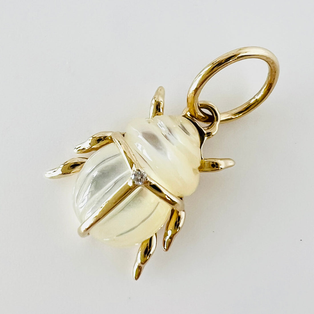 14k gold and mother of pearl bug pendant/charm