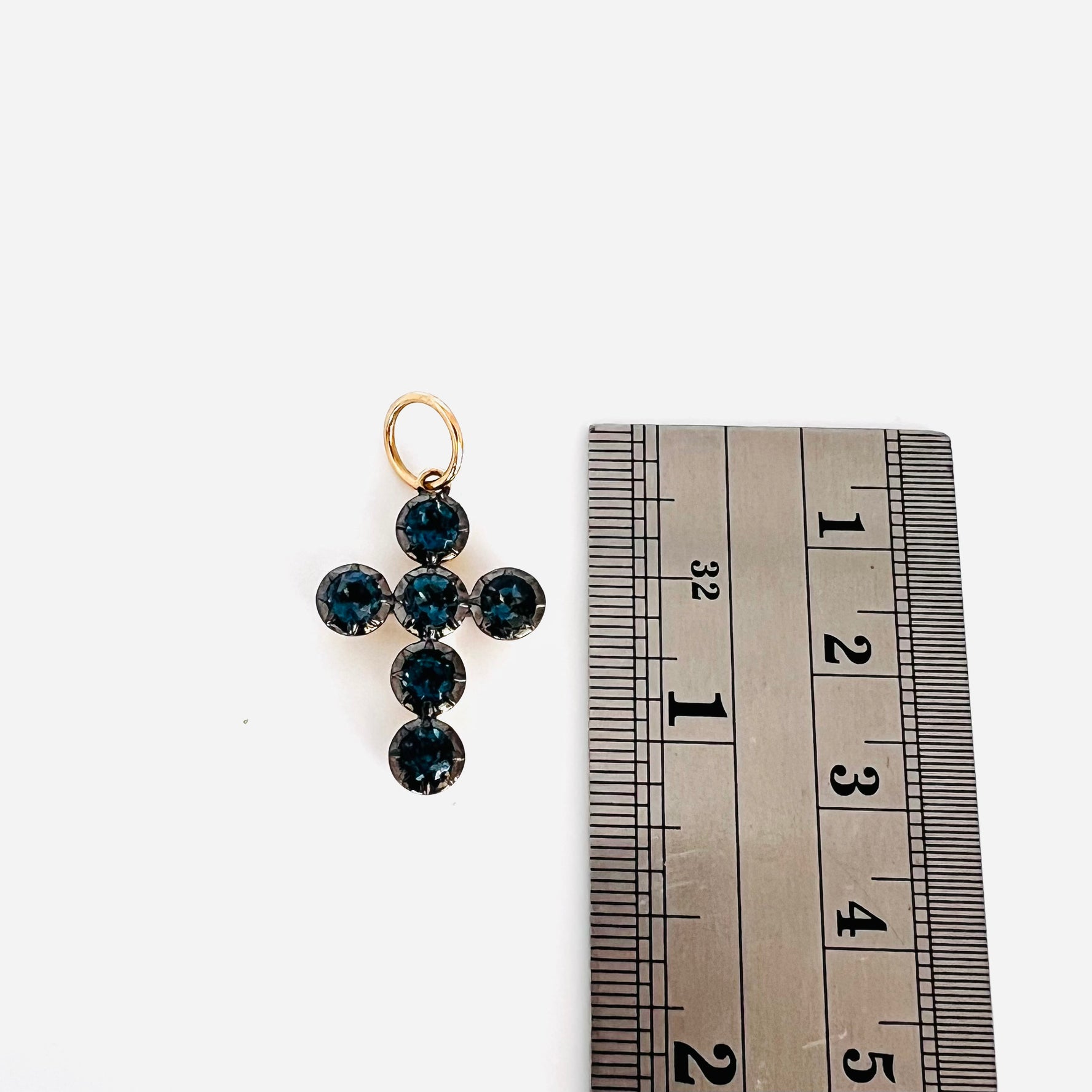 Stunning 14k and London blue topaz cross pendant