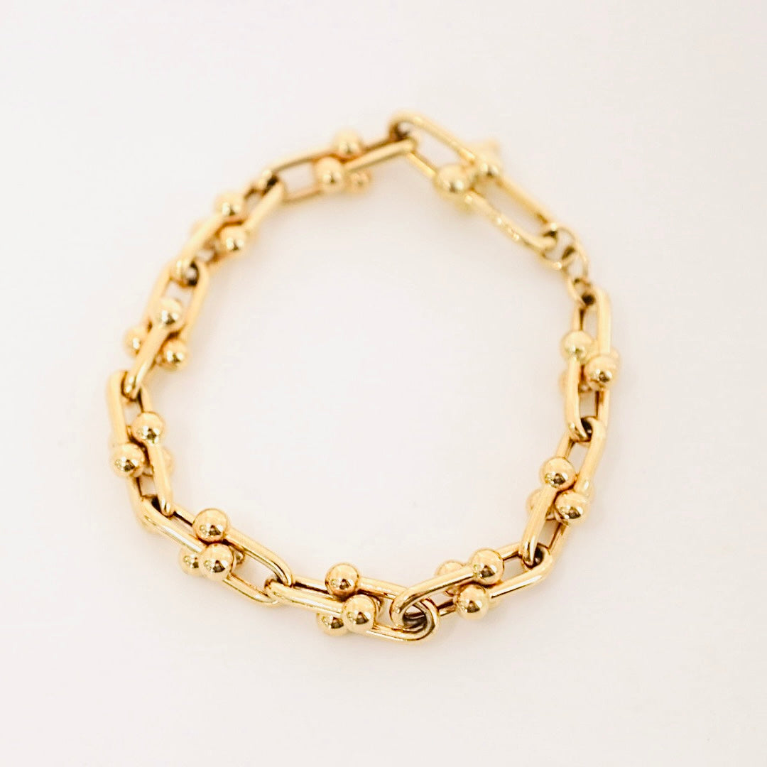 14k stirrup link bracelet