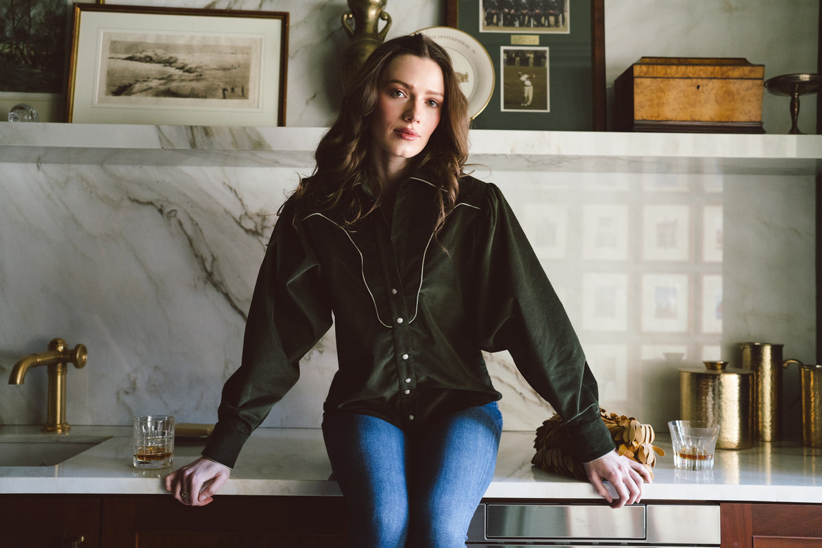 The DOLLY in Olive Velvet