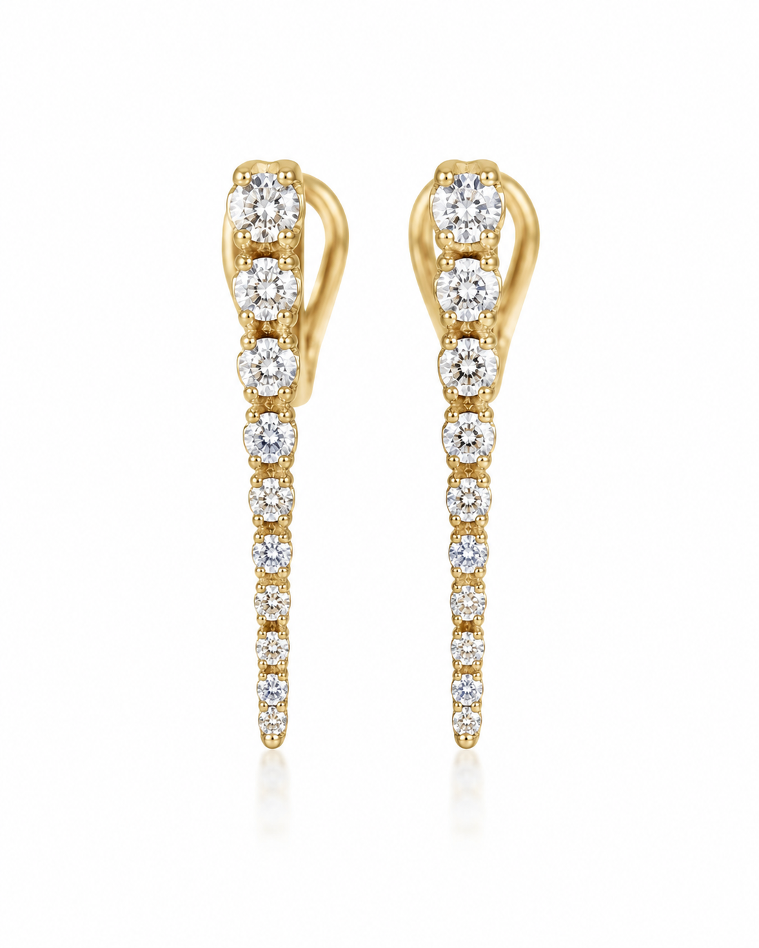 14K Gold Pavé Diamond Open Heart Lever Back Earrings
