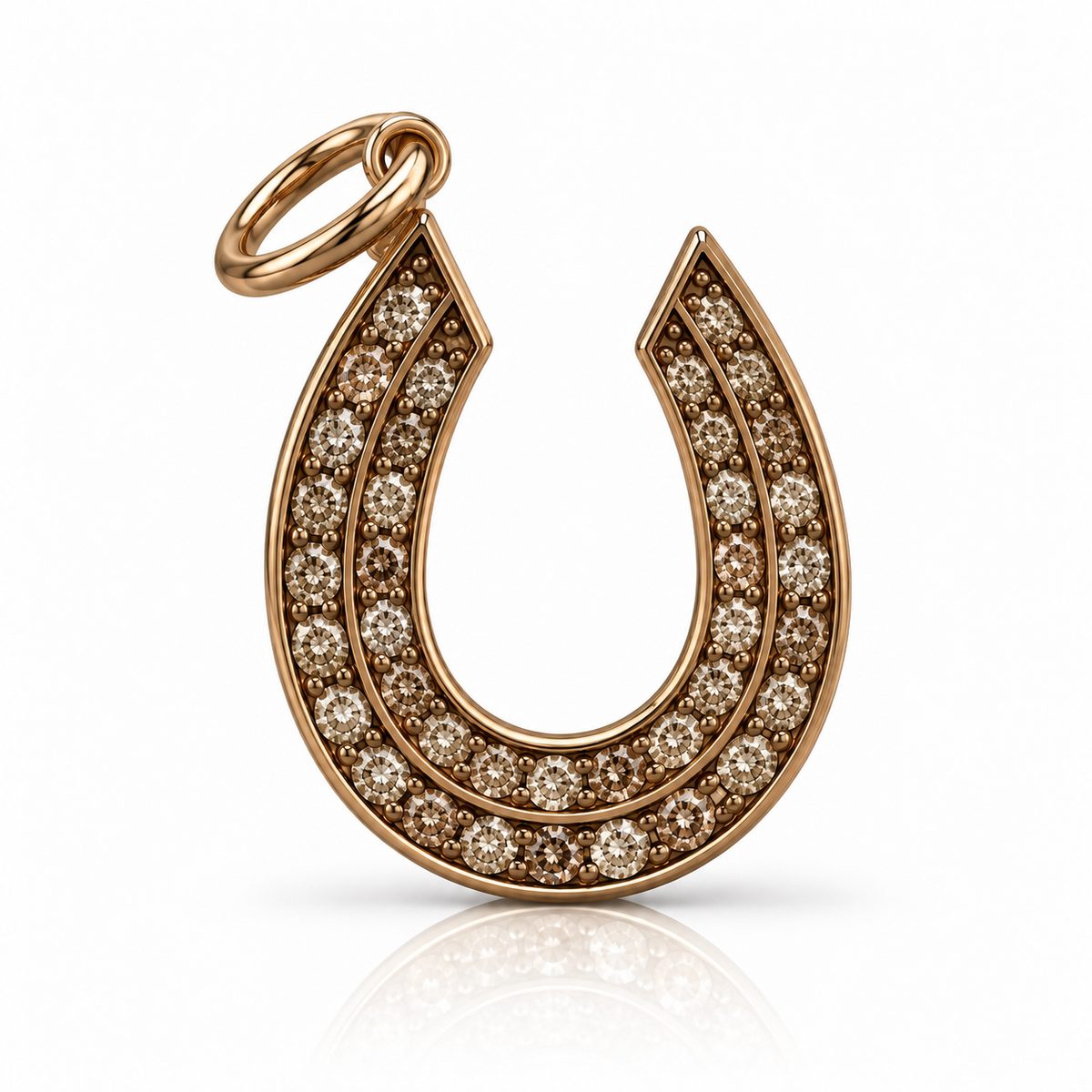 14K Gold Champagne Diamond Horseshoe Pendant by JAG Jewelry and Goods