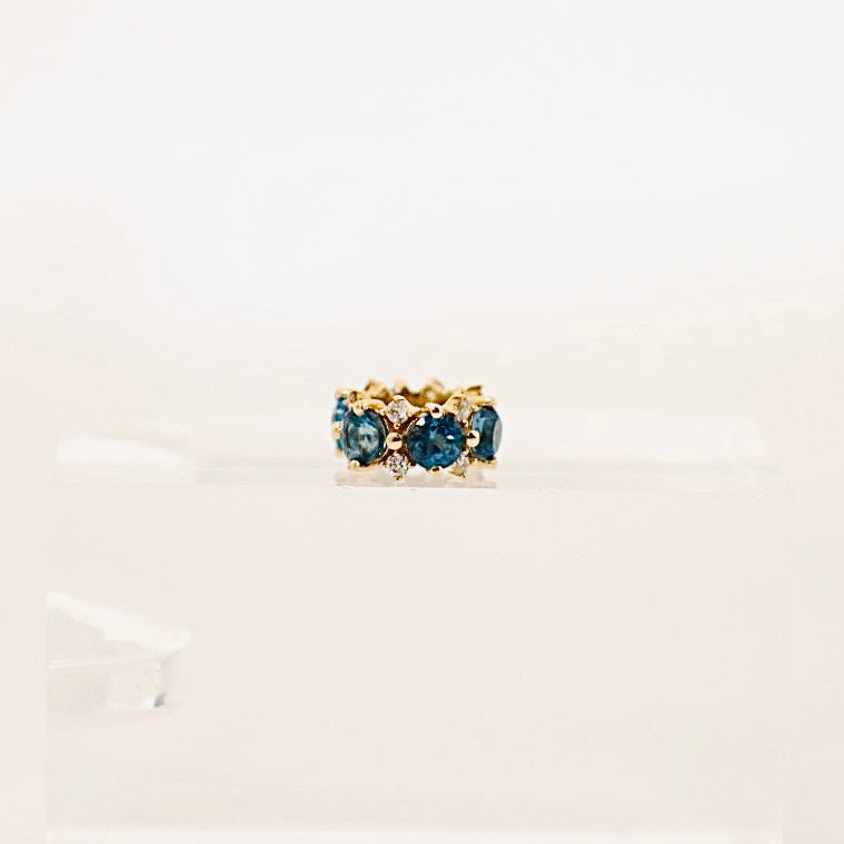 14k diamond and london blue topaz rondelle