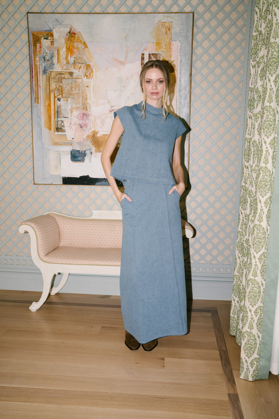 The REAGAN Skirt in Washed Denim