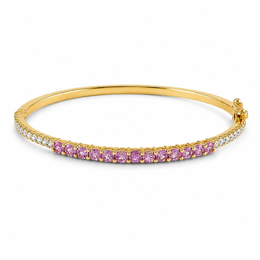 14K Pink Sapphire and Diamond Bangle Bracelet