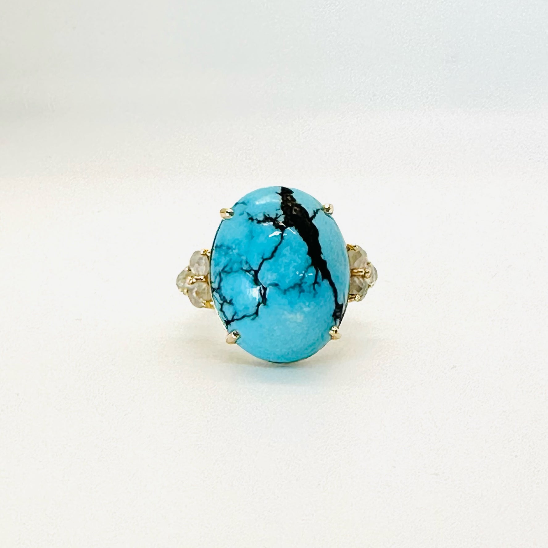 14k gold and turquoise statement ring