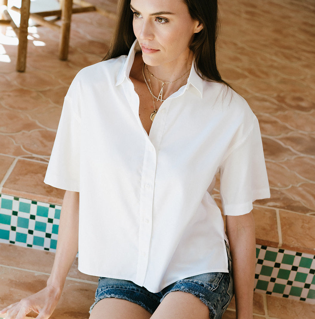 the GEORGIE top in Italian shirting