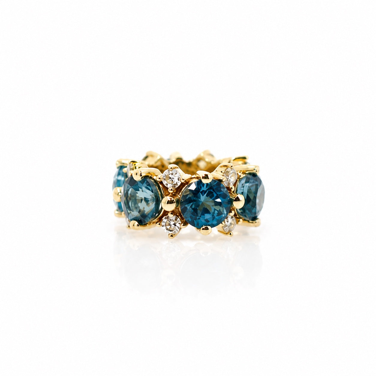 14k diamond and london blue topaz rondelle