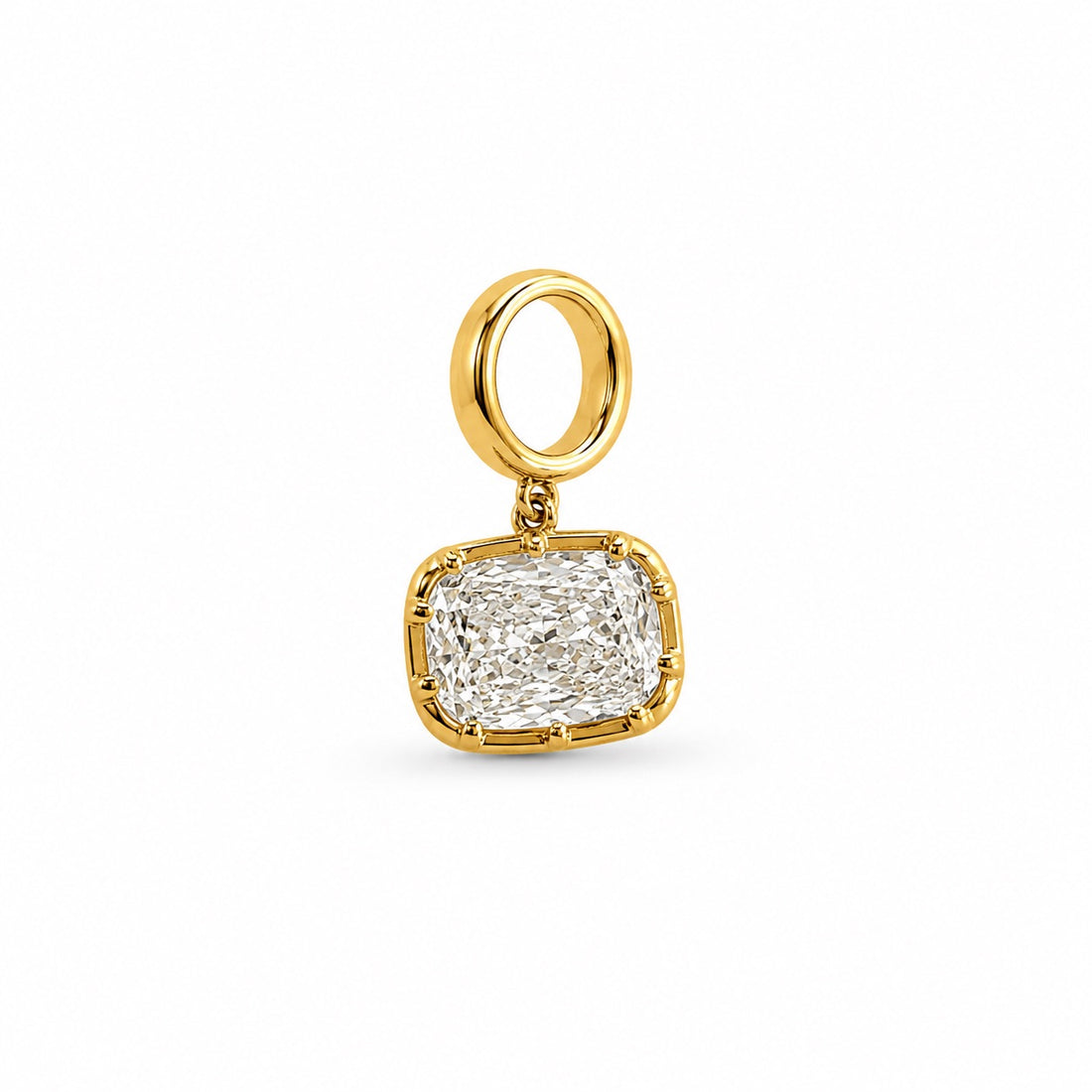 14K Gold 6ct Cushion-Cut Lab Grown Diamond Solitaire Pendant