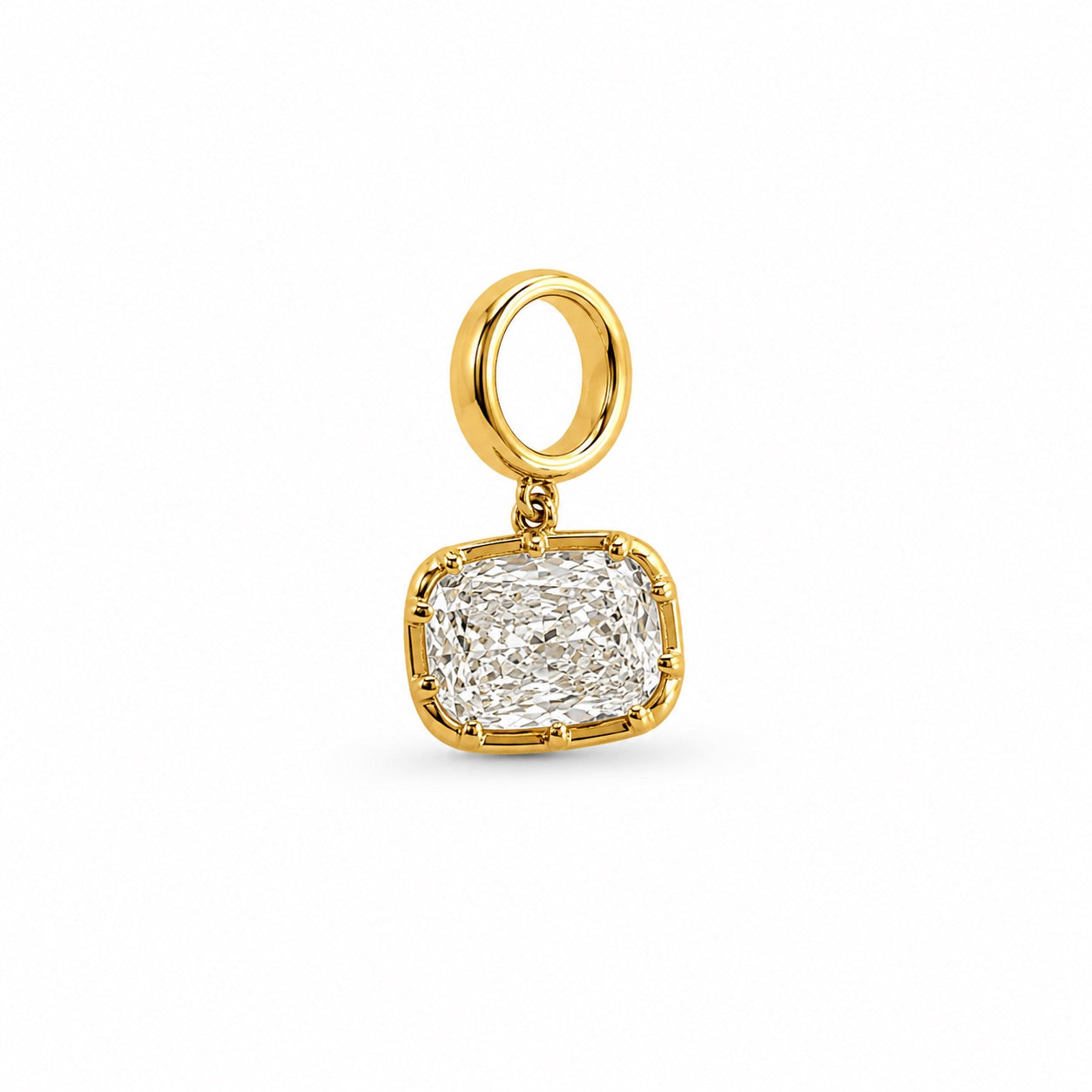 14K Gold 6ct Cushion-Cut Lab Grown Diamond Solitaire Pendant