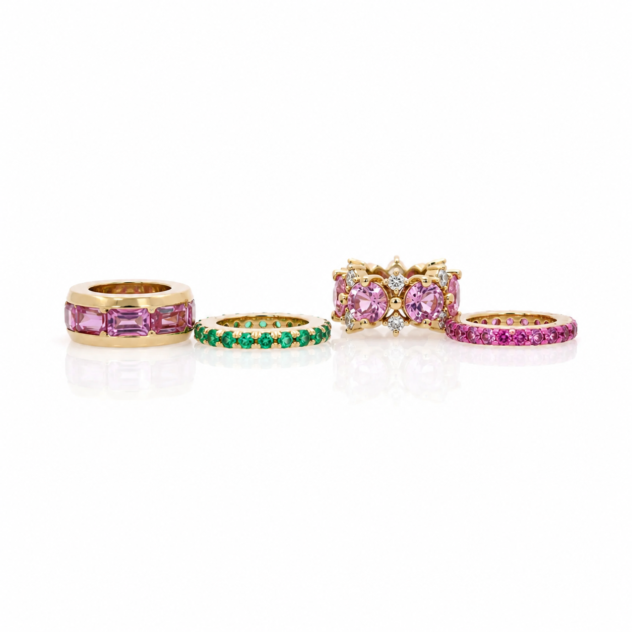 14k diamond and pink sapphire rondelle