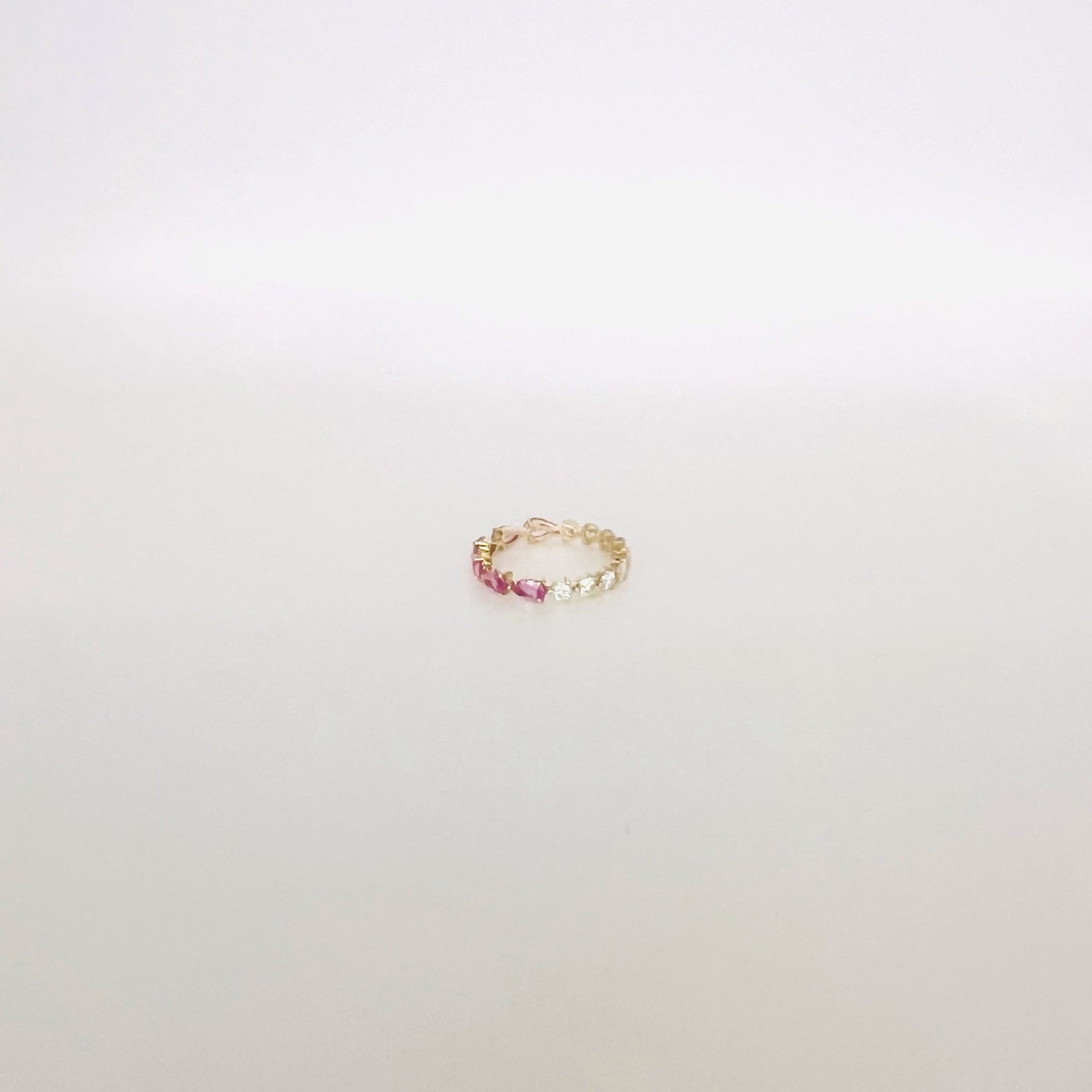 14k gold diamond and pink sapphire ring