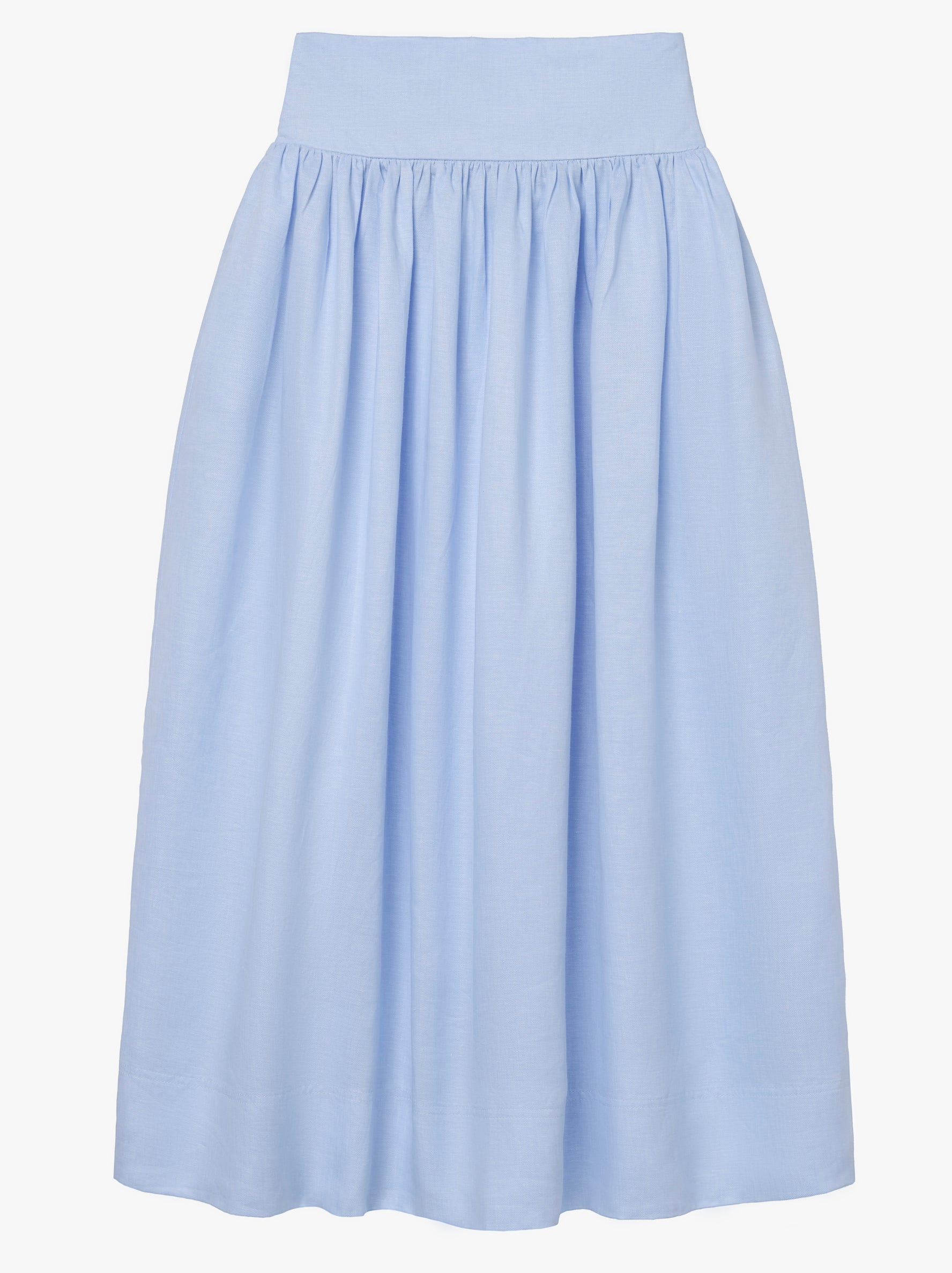 the BELLE pleated skirt in powder blue linen