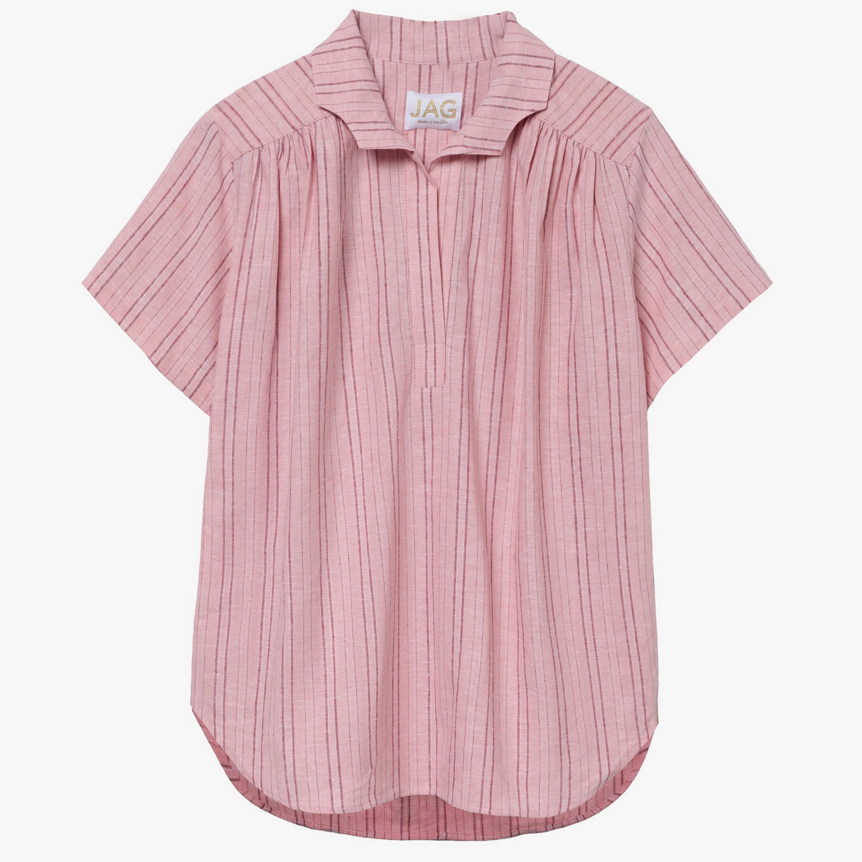 the ADDIE top in pink/pink stripe linen
