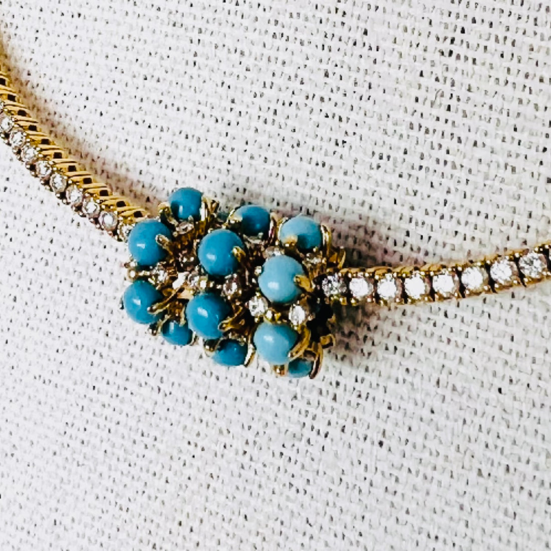 14k turquoise and diamond rondelle