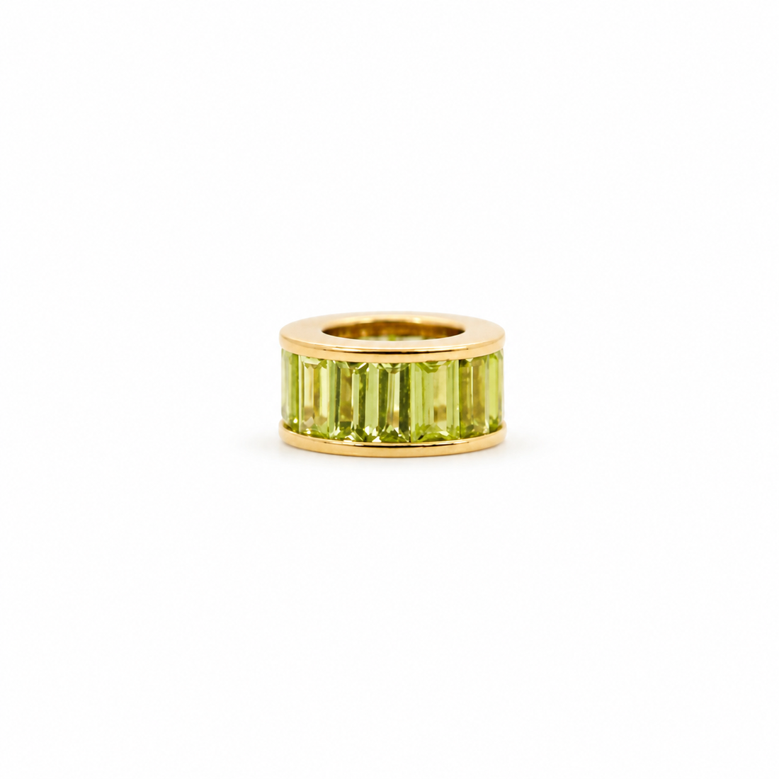 14k peridot baguette rondelle