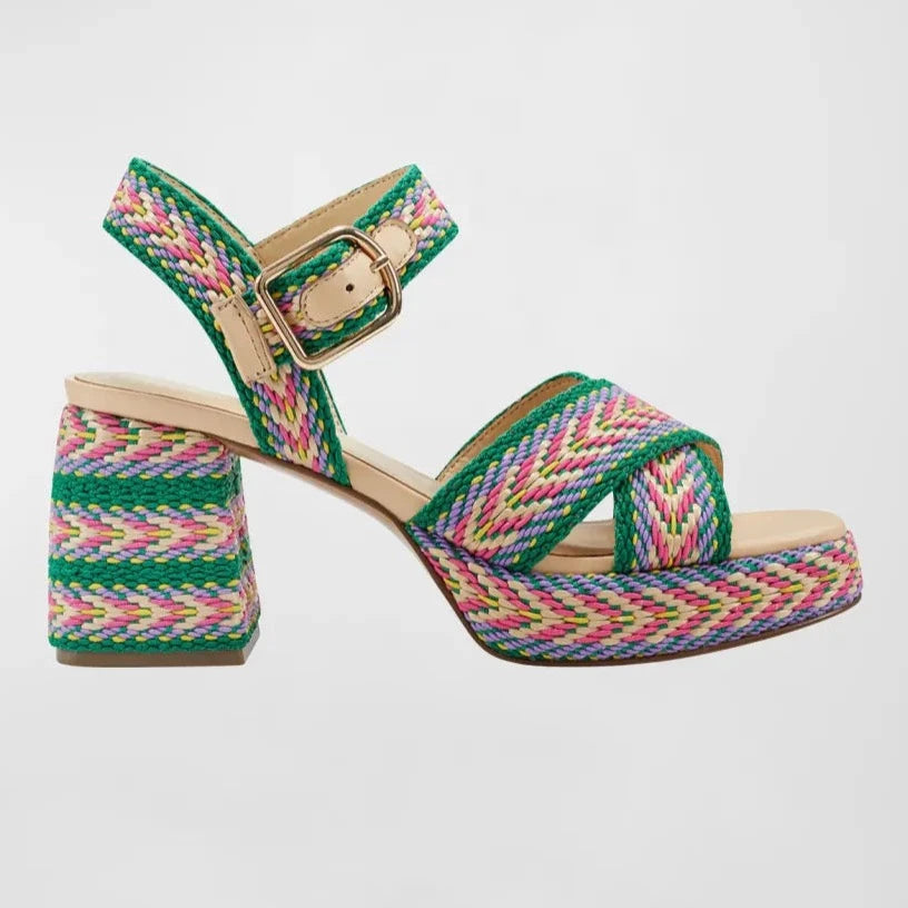 Multi-color woven textile sandal