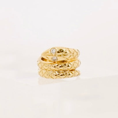 14k gold snake with diamond eyes rondelle