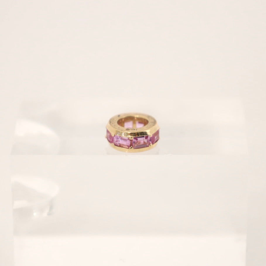 14k pink sapphire baguette rondelle