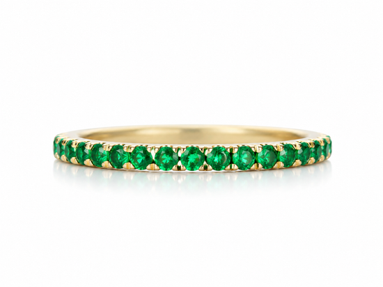 14K gold brilliant emerald stacking ring