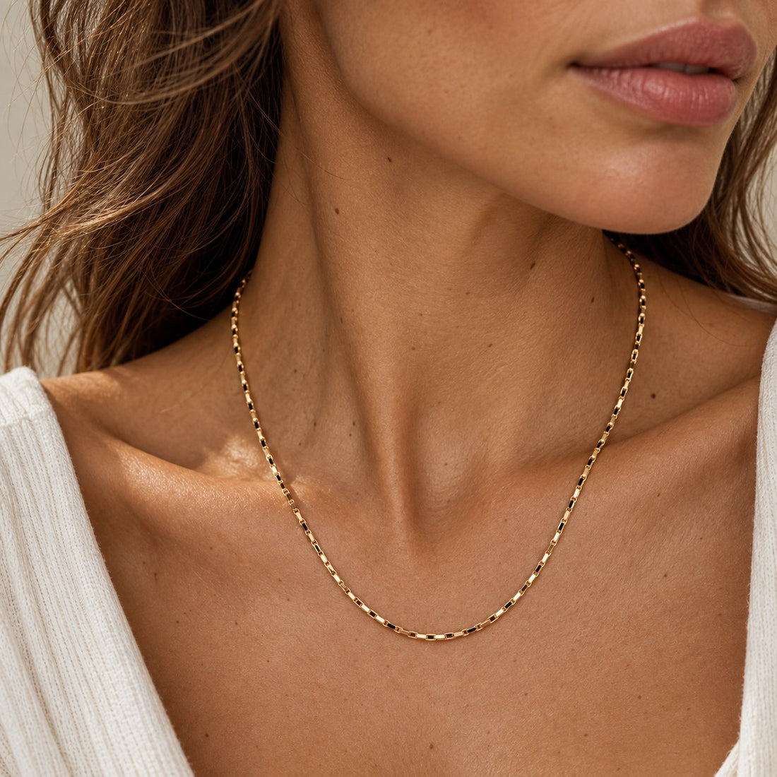 14K Gold Faceted Bar Link Chain Necklace by JAG Jewelry and Goods