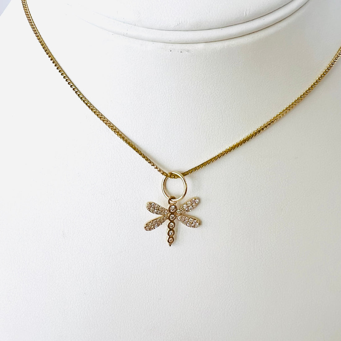 14k gold and diamond dragonfly pendant/ charm