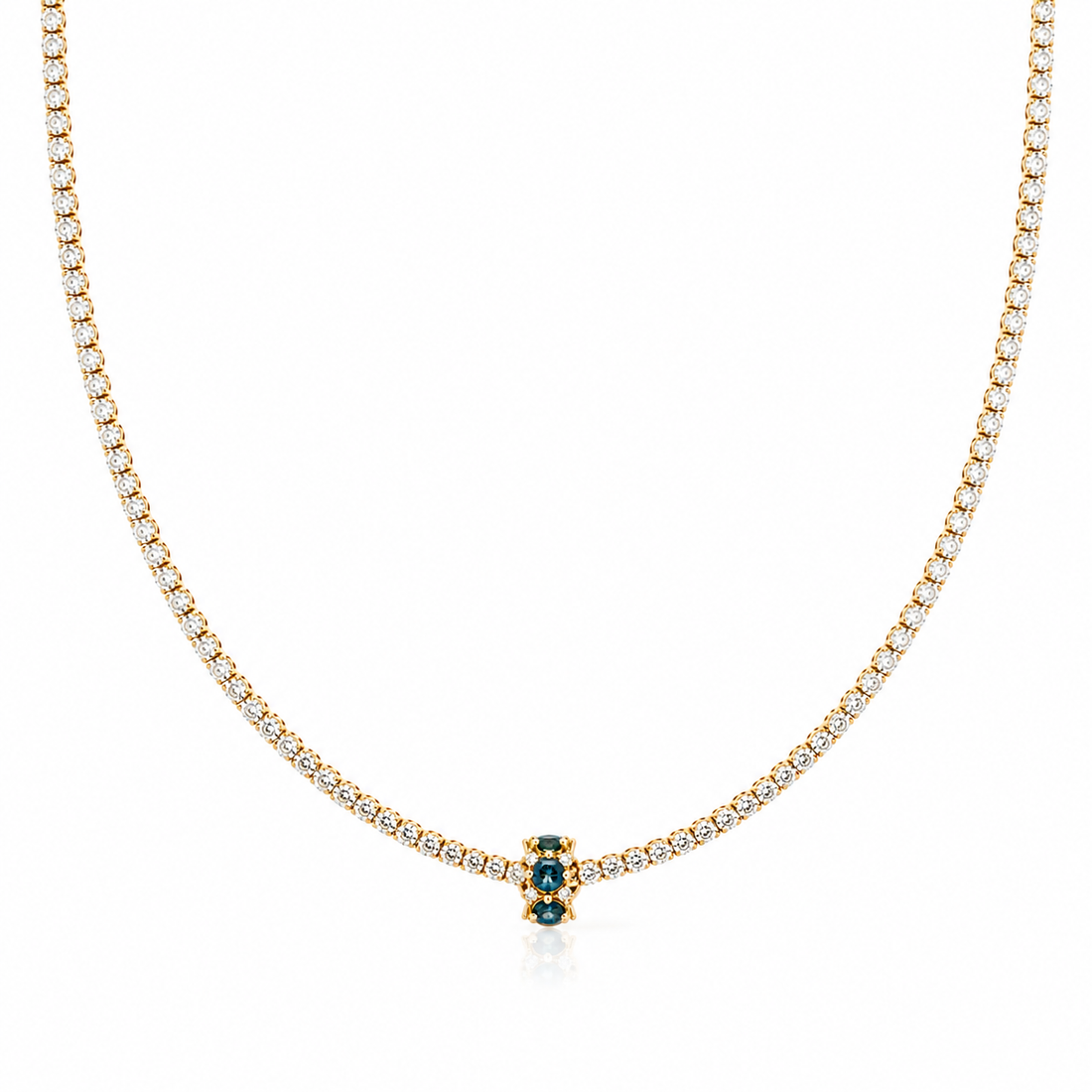 14k diamond and london blue topaz rondelle
